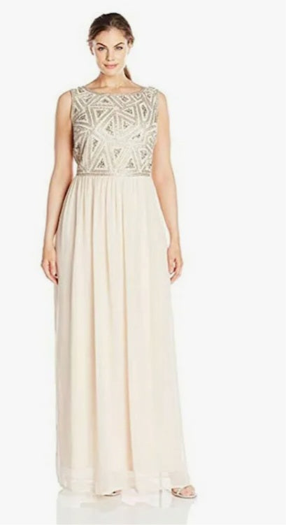 Adrianna Papell Maxi evening Dress. Size 18 (pale pink)