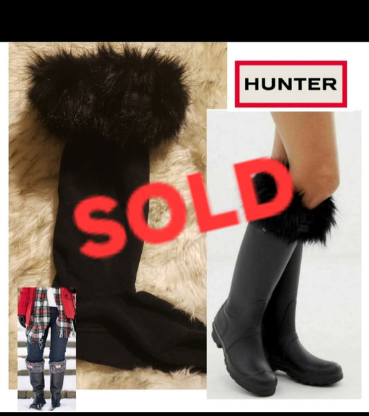 Hunter Boots Black Fur Trim Socks.  NWTs.  Org$50