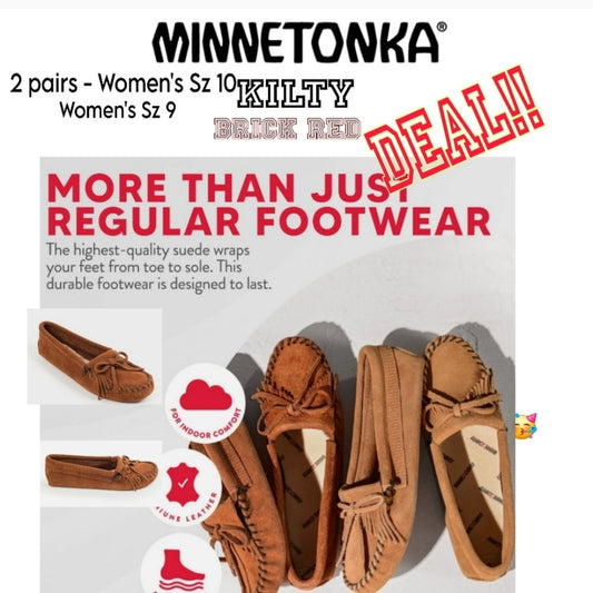 Minnetonka KILTY - Reddish Brown moc's. Sz 10 & Sz 9