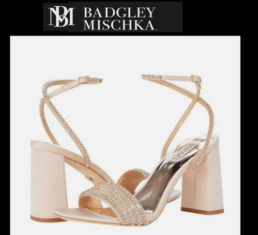 Badgley Mischka Becca Strappy Block Heel. Sz 10