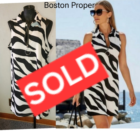Boston Proper Zebra Print Dress.  Sz Sm.