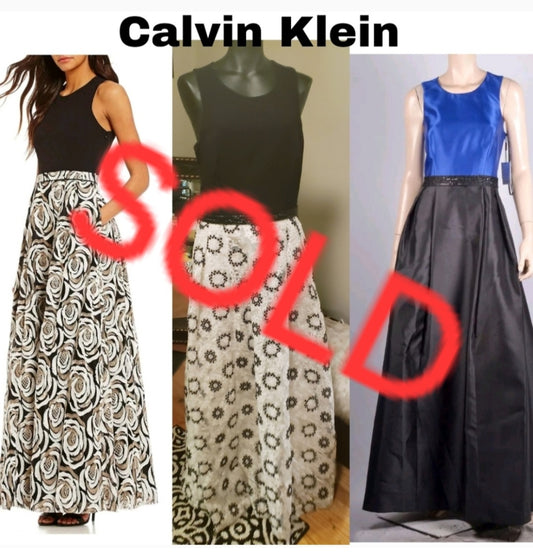 Calvin Klein Colorblock X Back Ball Gown. Sz 12. Org $249