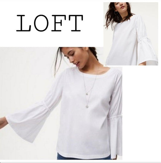 LOFT bell sleeve tie sleeve and back blouse Sz Med