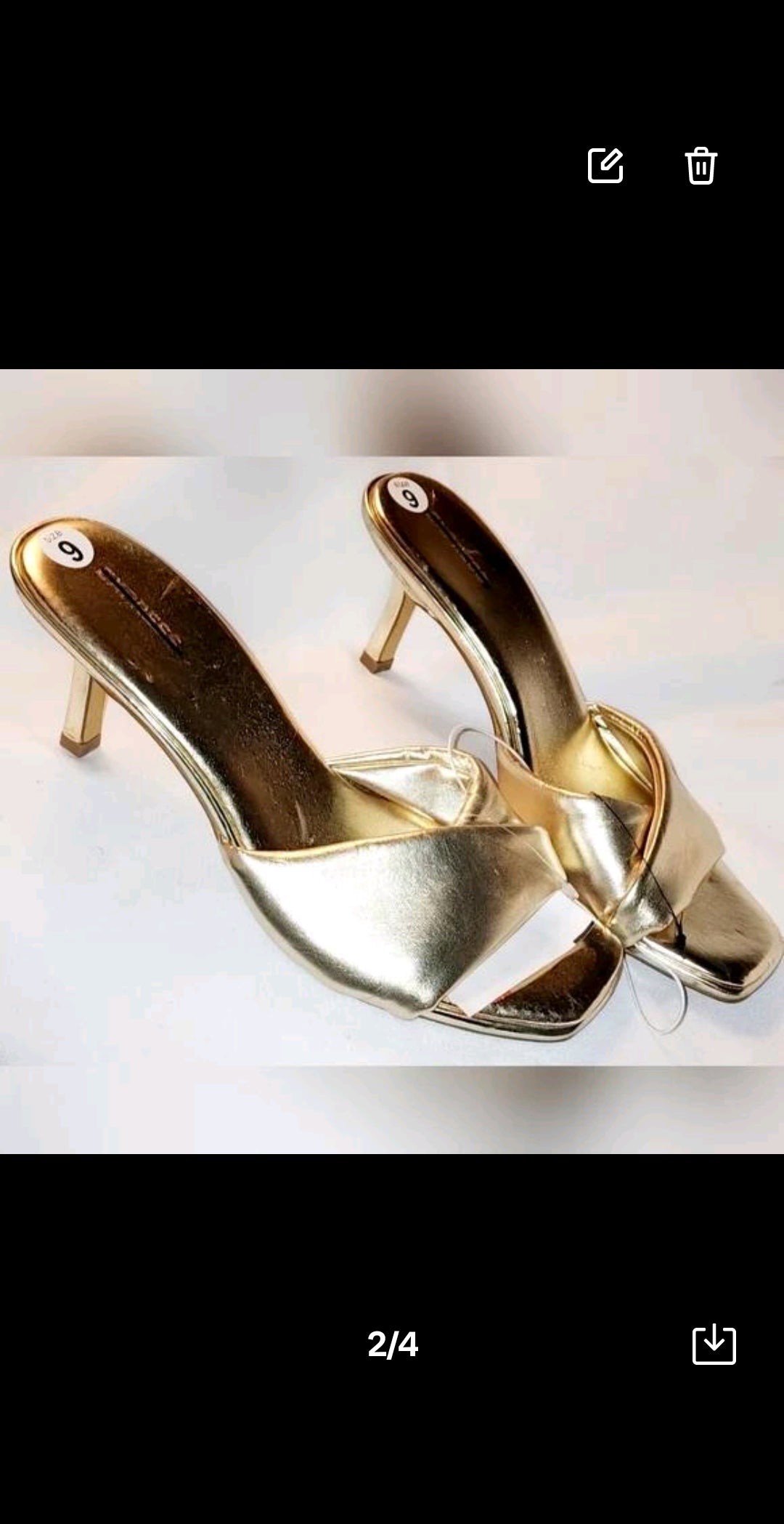 Express gold slide in heels. Sz 9. Fashion Stylish Heeled Elegant