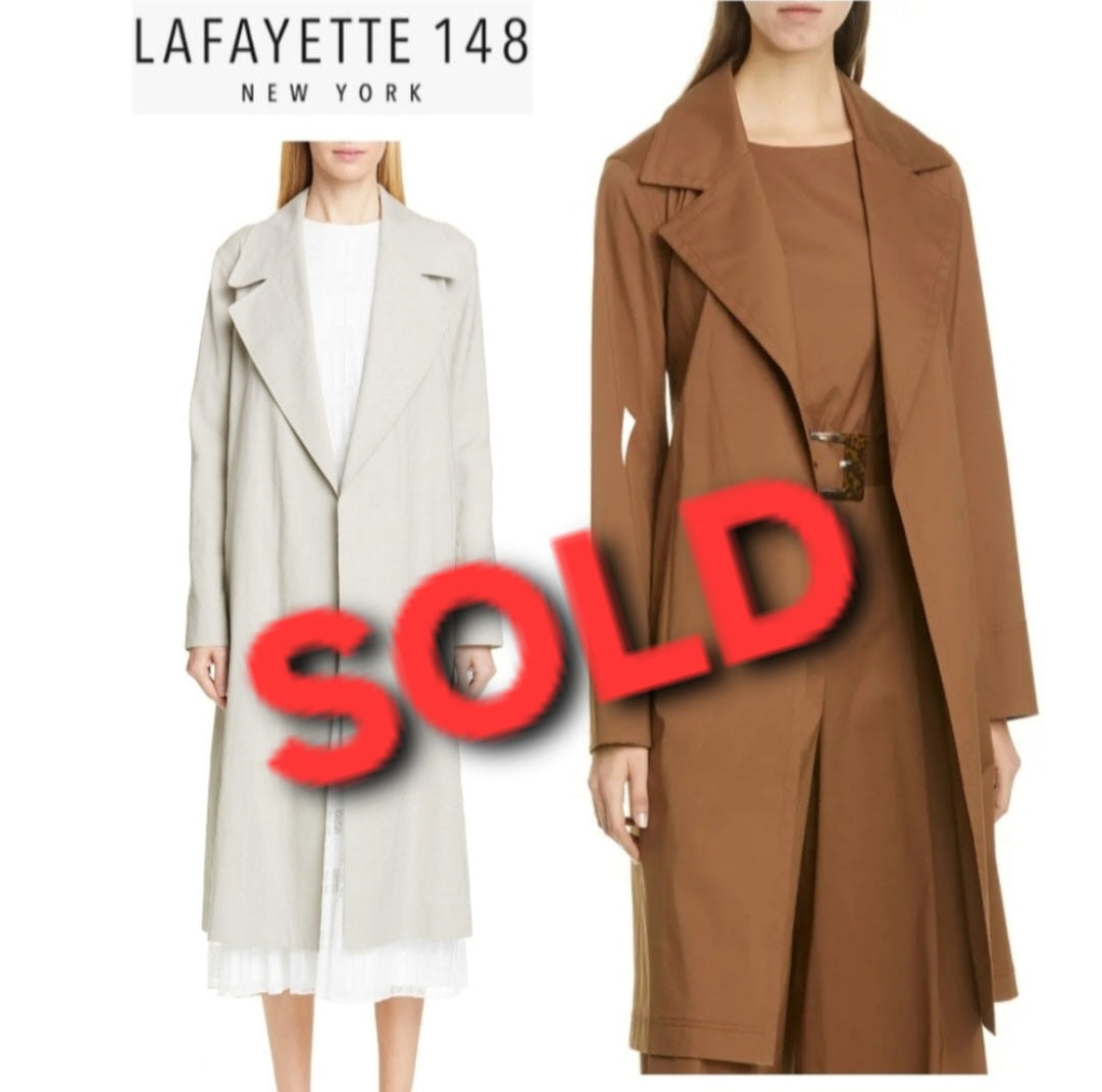 Lafyette 148 New York Zelida Gray Cotton Trench. Sz XXL. $798 NWTs.  Beautiful!