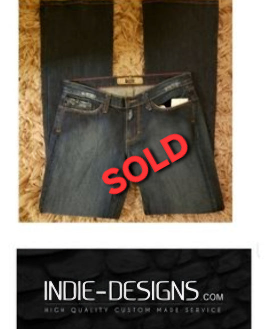 INDIE distressed mid rise flare Jeans. Sz 27 x 35"