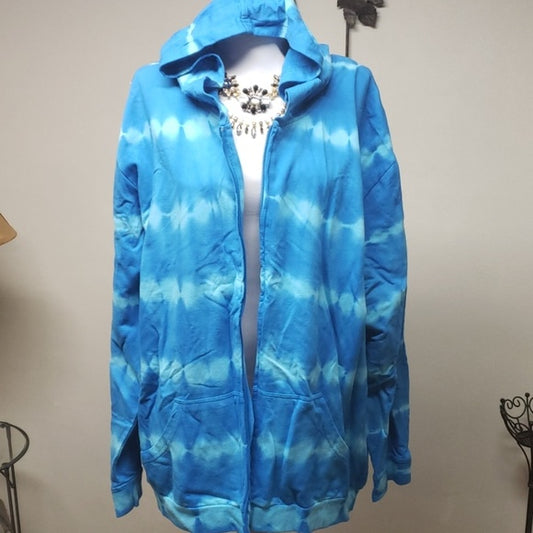 Tie-dye cobalt/turquoise hoodie. Size 1X