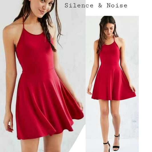 Silence&Noise halter lace up fit/flare dress. Med