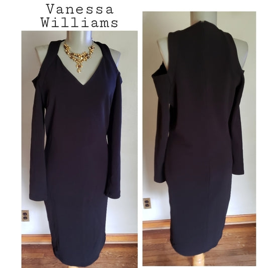 Vanessa Williams blk cold shoulder dress.  Sz Sm & Lrg