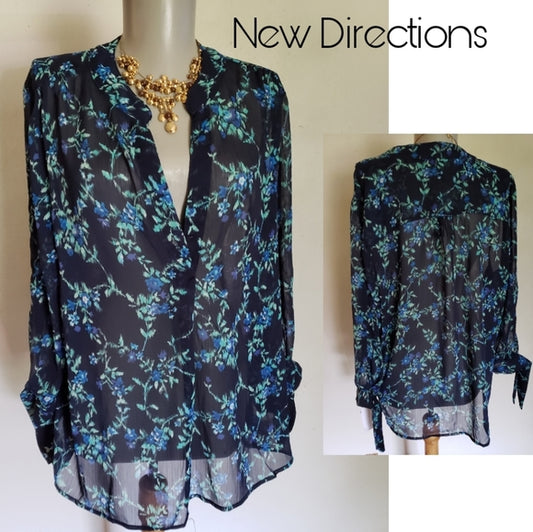 New Directions floral blouse.  Sz lrg