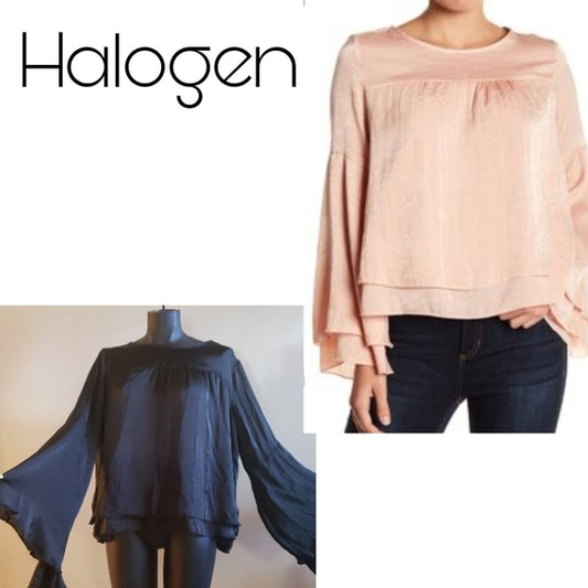 Halogen(R) Bell Sleeve Hammered Satin Blouse Sz 1x