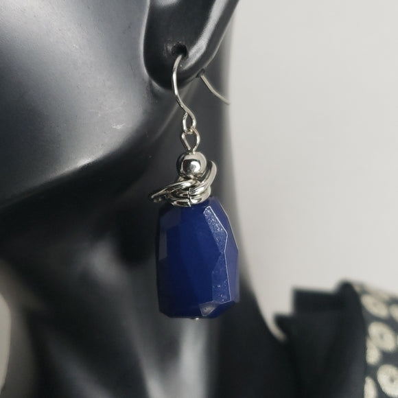 New Directions "blue silver" drop earrings