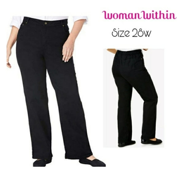 Woman Within black straight leg jeans. Sz 28w regular & 28 petite avail