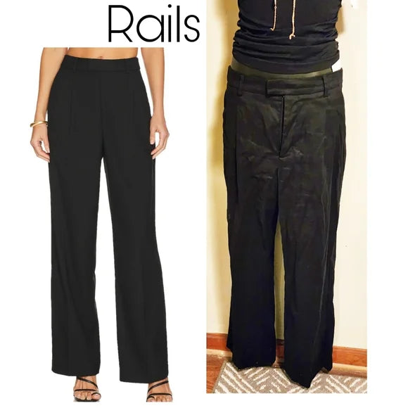 RAILS Marnie Straight Pant in Black. LINEN.   Org $248. Sz. 10. NWTs. DEAL!!!