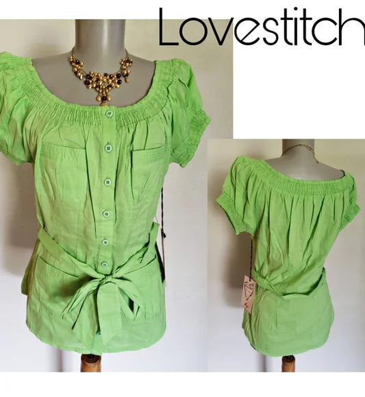 Lovestich off the shoulder belted top. Sz lrg