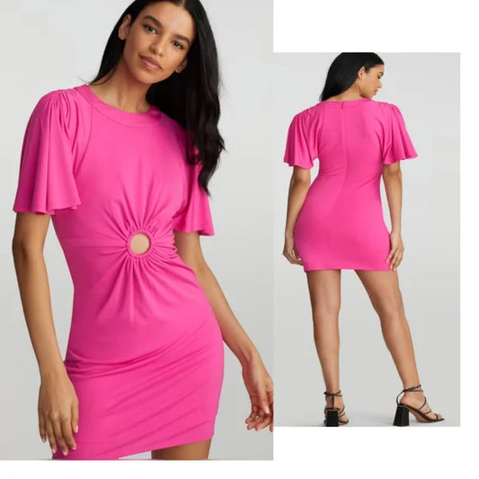 Gabrielle Union and NY Collection colab Anisa Flutter-Sleeve O-Ring Dress. Xxl