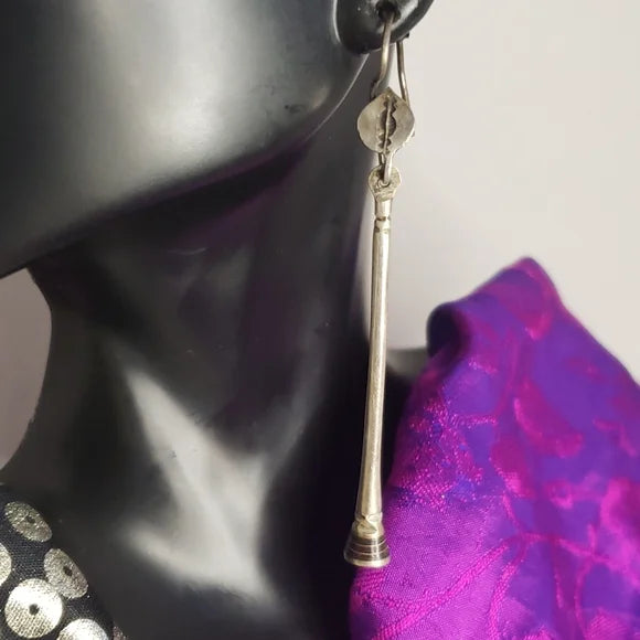 Sterling Silver tribal spear/shield earrings.Tuareg Pilons Tazbe earrings