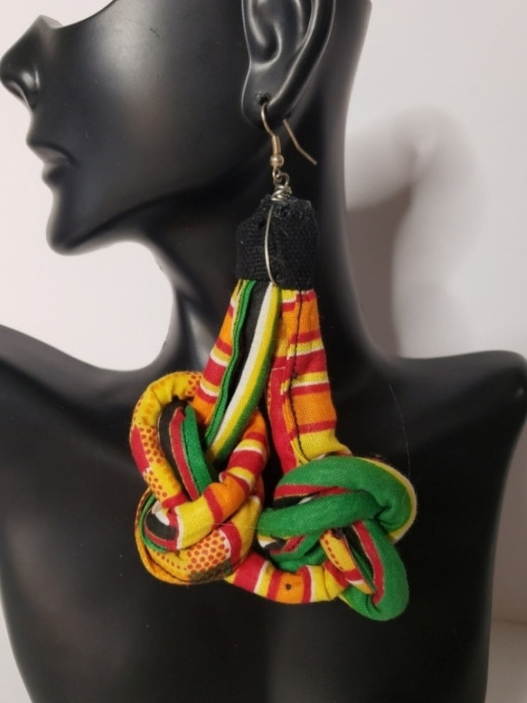 African "Cloth Creations"  Kente cloth earrings.