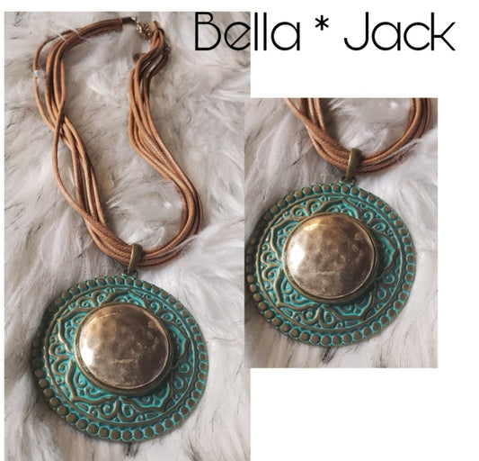 Bella Jack corded copper medallion necklace.