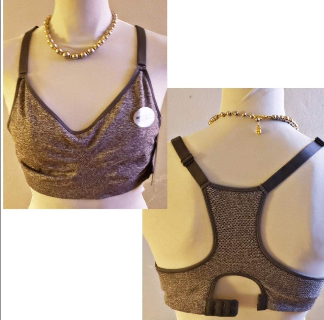 Marika Racerback Sports Bra heather charcoal. Sz XL