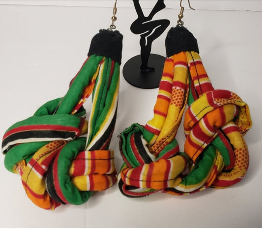 African "Cloth Creations"  Kente cloth earrings.