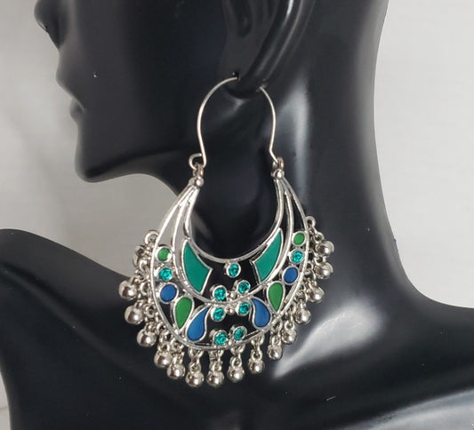 Love Culture dangling blue/green earrings