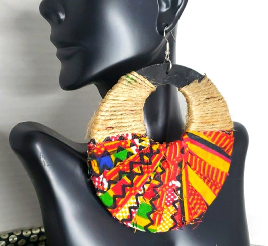 African Custom made kente fabric earrings.