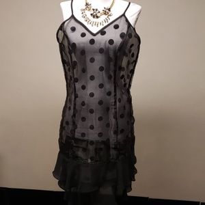 Prettylittlething blck see thru polka dot. Size 14