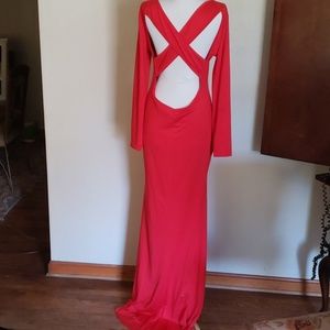 Long red bodycon dress.  Size large.