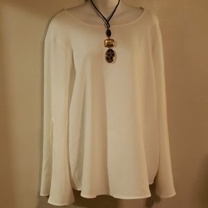 Calvin Klein white blouse with slits in sleeves XL
