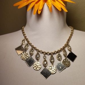 Silver mirrored dangling necklace