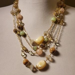 Pastel colored multi-strand beaded necklace