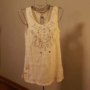 Monoreno offwhite linen boho dress.  Size M