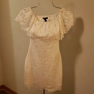 Material Girl lace ruffled back out dress. Sz S