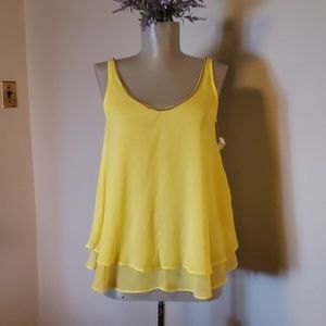 Beautiful yellow Jennifer Lopez sheer blouse Sz Xs
