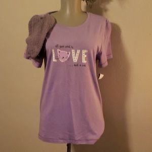 Hue "cat love" tshirt and footies. Sz M