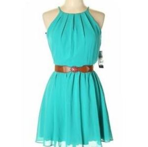 BCX teal pleated dress.  Sz. Lrg