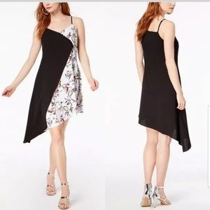 Bar III Color Block Floral Asymmetrical dress. Med