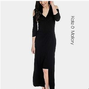 Kate & Mallory stretch knit cold shldr wrap maxi M