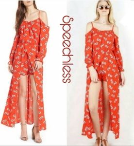 Speechless bright red floral maxi romper. Sz Med