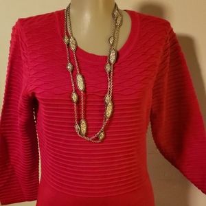 JH red ribbed/cable knit sweater dress Sz S