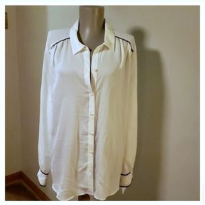 Worthington "polar bear" long sleeve blouse. Sz XL