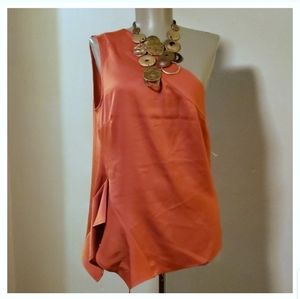 August 1 Eight one shoulder satin blouse. Sz M