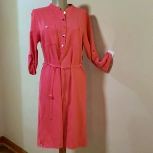 Liz Claiborne coral gold buttoned dress. Sz 8