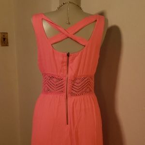 Xhiliration orange crochet waist strappy maxi