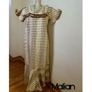 Malian tribal print ruffled maxi dress.  3 avail