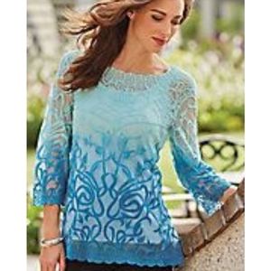 Bedford Fair crochet/laced top. Sz Lrg