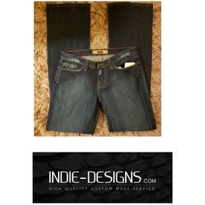 INDIE distressed mid rise flare Jeans. Sz 27 x 35"