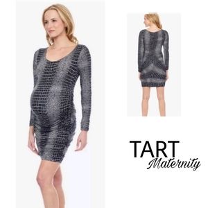 TART snake faux wrap ruched dress.  Sz Lrg