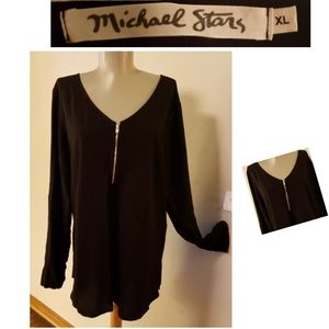 Michael Stars zip front crew/top Sz Med & XL